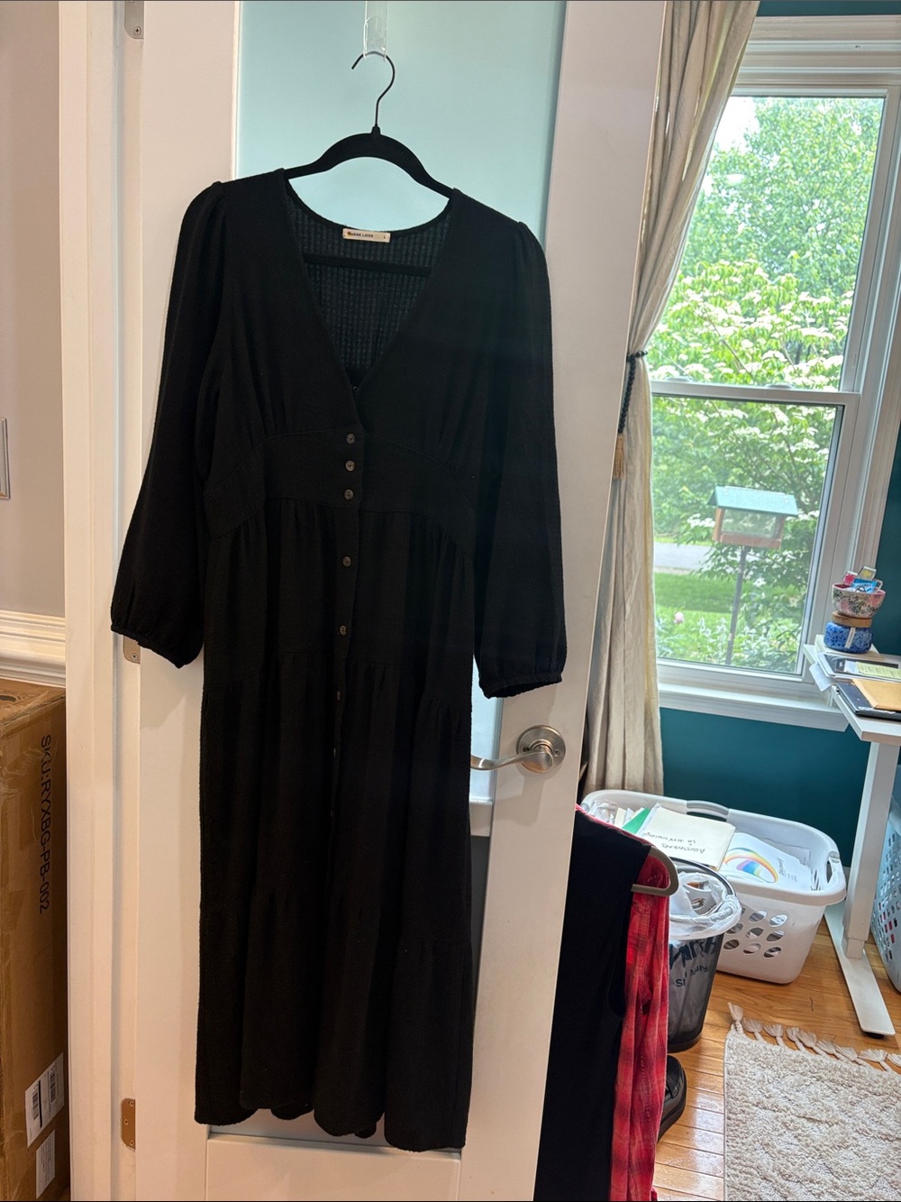 Marine Layer black Large soft  Midi Dress